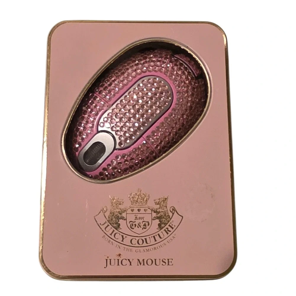 Juicy Couture Pink Rhinestone Wireless Optical Bling Computer Mouse Y2K Rare